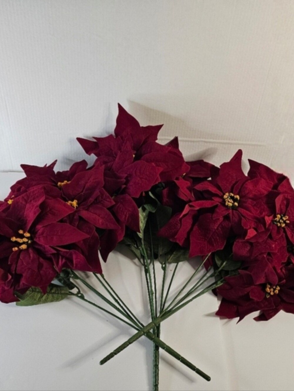 Ashland Burgundy Poinsettia Artificial Flower Bush Christmas Decor Set of 3 - Picture 9 of 10
